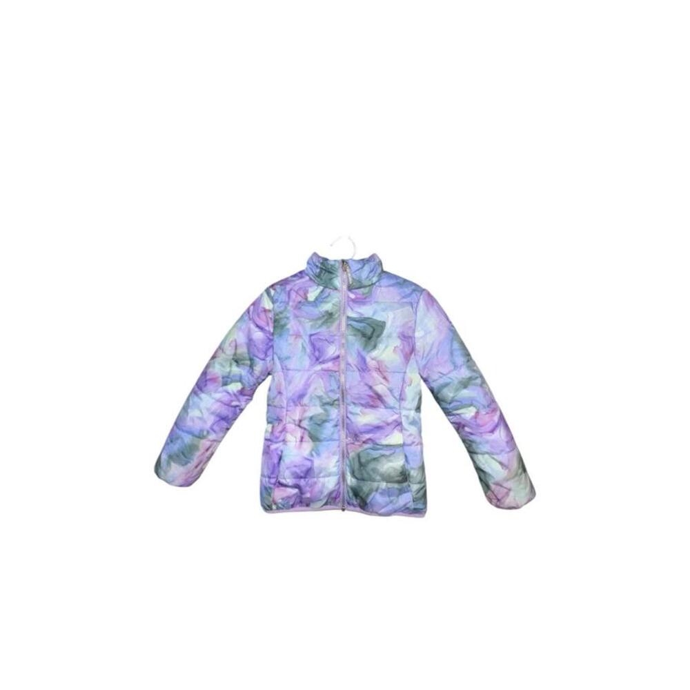 Gerry Girls S (7/8) Purple Blue Green Abstract Puffer Jacket Coat
